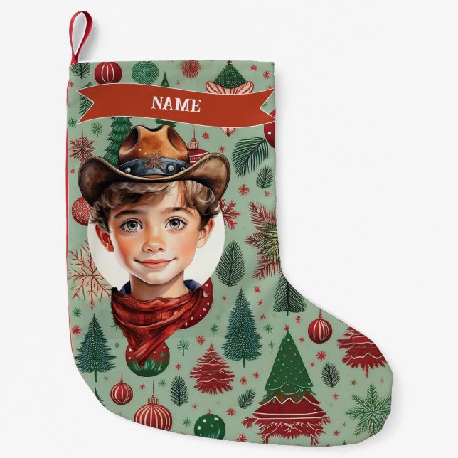 Cowboy Christmas Stocking Liten Julstrumpa (Framsidan)