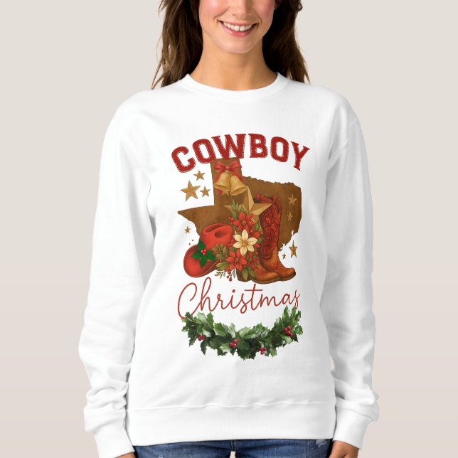Cowboy Christmas T Shirt (Framsida)