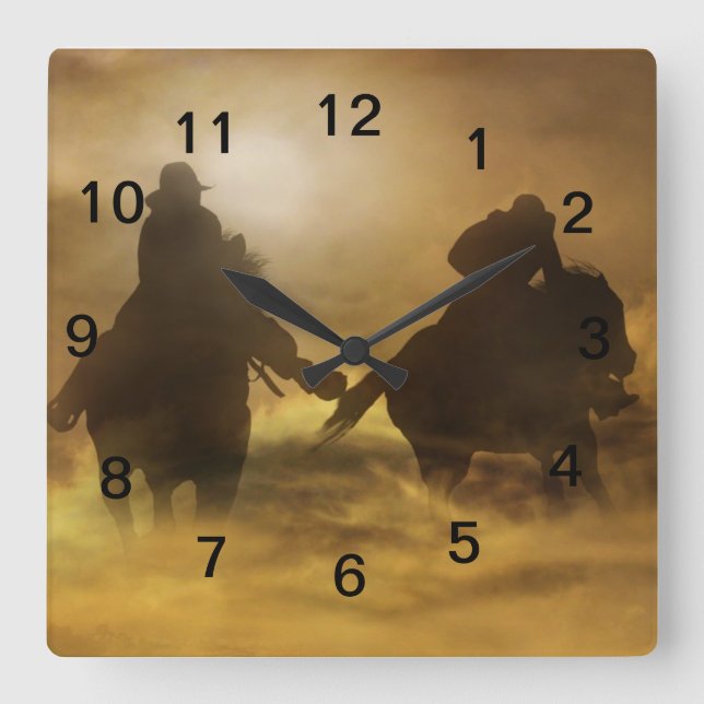 Cowboy Clock Fyrkantig Klocka (Framsida)