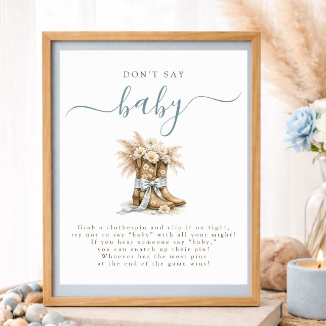 Cowboy Coquette Bow Baby Shower Säga Inte Baby Poster (Skapare uppladdad)