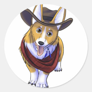Cowboy Corgi Runt Klistermärke