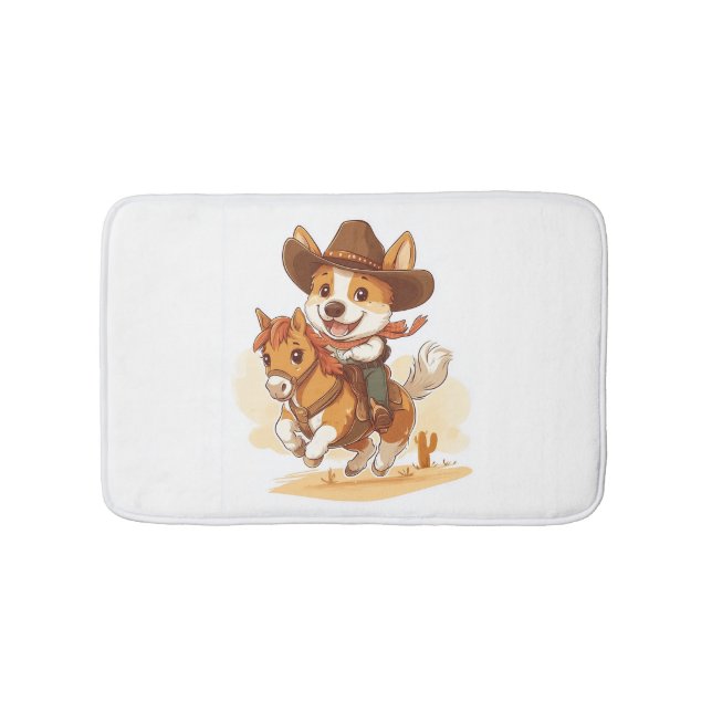 Cowboy Corgi � Western Rodeohund Badrumsmatta (Framsidan)