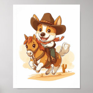 Cowboy Corgi � Western Rodeohund Poster