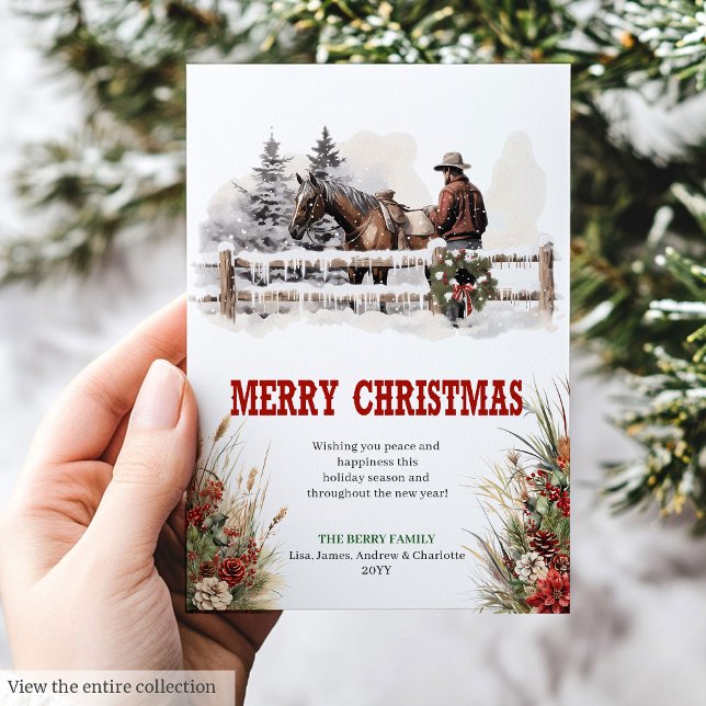 Cowboy country Christmas greeting card editable Julkort (Cowboy country Christmas greeting card editable

)