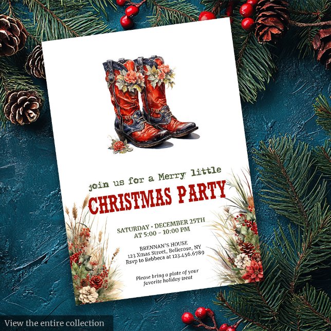 Cowboy country Christmas party editable invite  Inbjudningar (Cowboy country Christmas party editable invite card

)