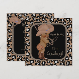 Cowboy Country Western Baby Shower Etnisk Inbjudningar