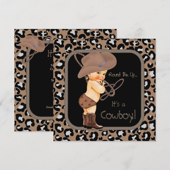 Cowboy Country Western Babyfirande Inbjudningar (Fram/baksida)