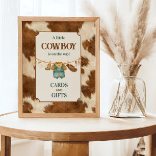 Cowboy Cow Western Klädstreck Baby Shower Förmån Poster