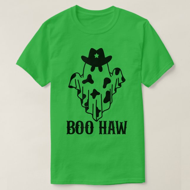 Cowboy Cowgirl BooHaw Retro Western Ghost Hallowee T Shirt (Design framsida)