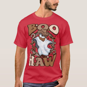Cowboy Cowgirl Ghost Boo Haw Retro Halloween Weste T Shirt