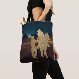 Cowboy Cowgirl Horse Romantic Moonlight Tote Bag Tygkasse