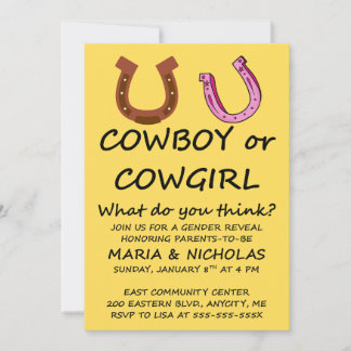 Cowboy Cowgirl Könsbestämmande Festinbjudan Inbjudningar