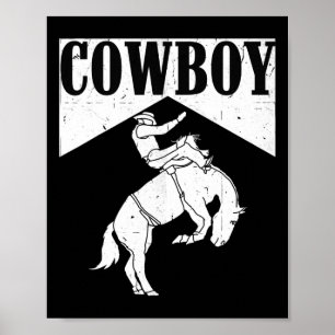 Cowboy Cowgirl Rodeo Horse Riding Land Western Poster