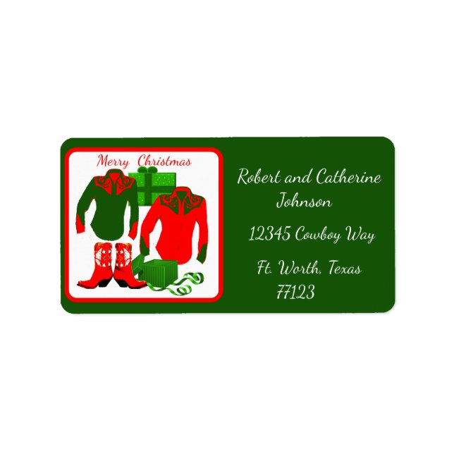 Cowboy Cowgirl Rodeo Western Shirts and Boots Adressetikett (Framsidan)