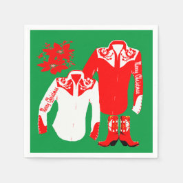 Cowboy Cowgirl Rodeo Western Shirts Merry Christm Pappersservett
