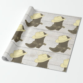 Cowboy Cowgirl Rustic Wood Presentpapper