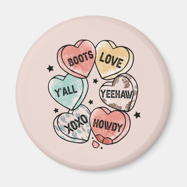 Cowboy Cowgirl Theme Hearts Magnet (Framsidan)