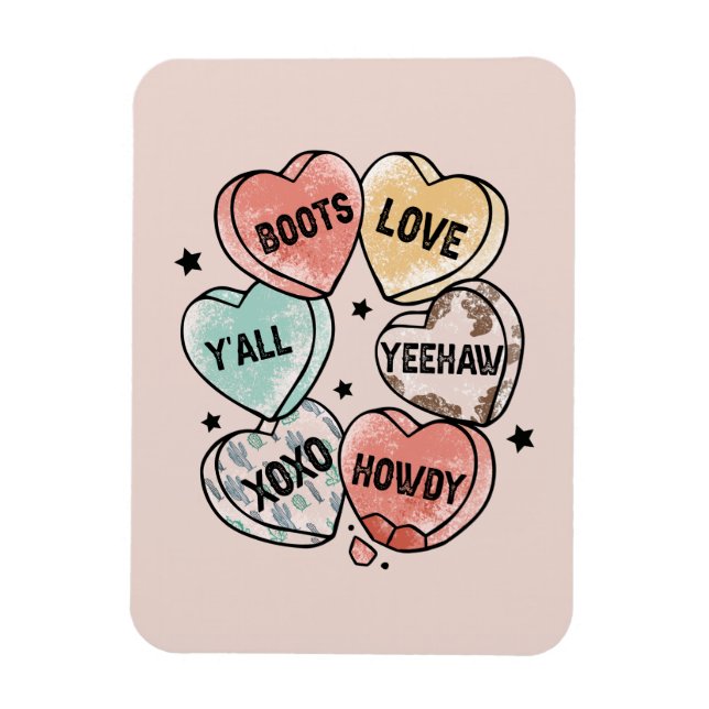Cowboy Cowgirl Theme Hearts Magnet (Vertikal)