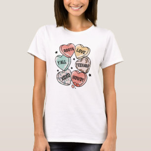 Cowboy Cowgirl Theme Hearts T Shirt