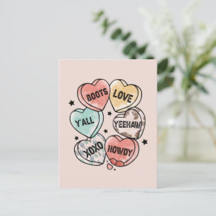 Cowboy Cowgirl Theme Hearts Vykort
