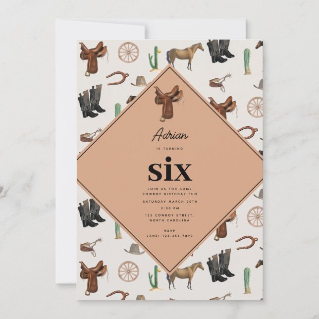 Cowboy Cowgirl Western Rodeo Land Birthday Inbjudningar (Framsida)