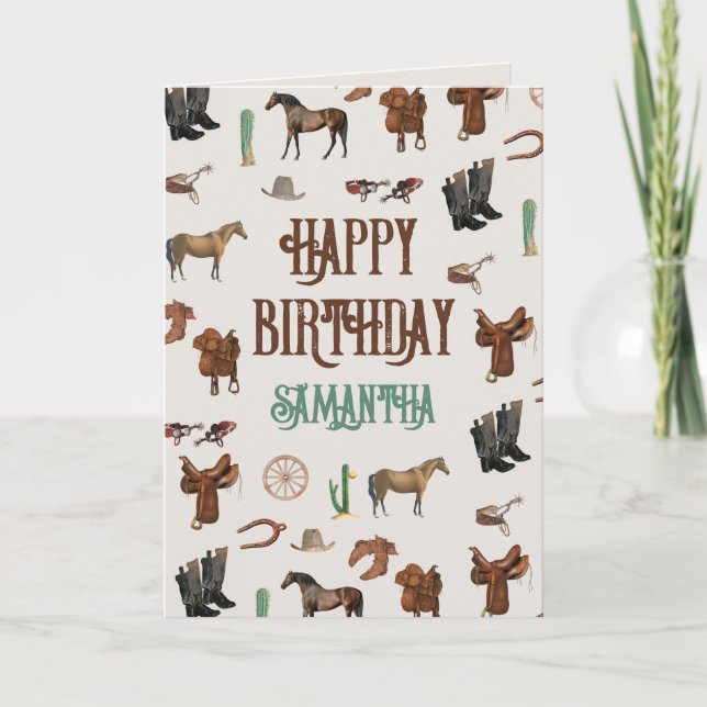 Cowboy Cowgirl Western Rodeo Land Birthday Kort (Framsida)