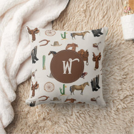 Cowboy Cowgirl Western Rodeo Land Monogram Kudde