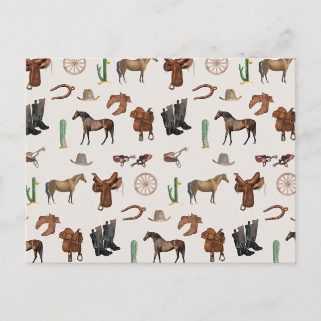 Cowboy Cowgirl Western Rodeo Land Mönster Helg Vykort (Framsida)