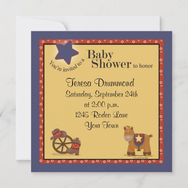 Cowboy- & Cowgirlbaby shower med marinen Inbjudningar (Framsida)