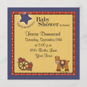 Cowboy- & Cowgirlbaby shower med marinen Inbjudningar