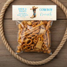Cowboy Crunch Farm Blå Baby Shower Förmån Mat Etik