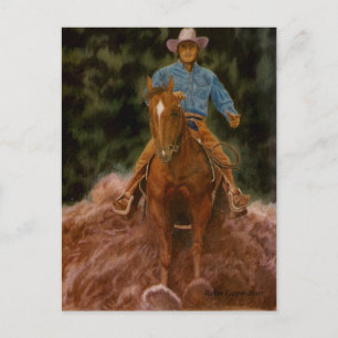 Cowboy-damm Vykort