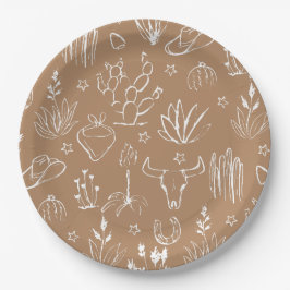 Cowboy Desert Western Brown Papper Plate