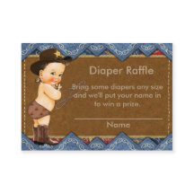 Cowboy Diaper Raffle Insert