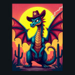 Cowboy Dragon Showdown - Funny Pop Art Fantasy Poster<br><div class="desc">Den här poster berättelsen om sheriff Sparky, en häftig drake med komisk sida. Den lilla, stjärnadorerade cowboyhatten på hans massiva huvud är nyckel. Det är den fult lilla detaljen som förvandlar en mytisk beast till en fantastisk Vilda western lagman. Konsten är speciell eftersom den på ett briljant sätt blandar två...</div>