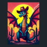 Cowboy Dragon Showdown - Funny Pop Art Fantasy Poster<br><div class="desc">Den här poster berättelsen om sheriff Sparky, en häftig drake med komisk sida. Den lilla, stjärnadorerade cowboyhatten på hans massiva huvud är nyckel. Det är den fult lilla detaljen som förvandlar en mytisk beast till en fantastisk Vilda western lagman. Konsten är speciell eftersom den på ett briljant sätt blandar två...</div>