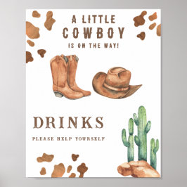 Cowboy - Drinks hjälper dig själv att Poster