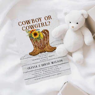 Cowboy eller Cowgirl Western Gender Reveal Inbjudningar