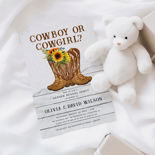 Cowboy eller Cowgirl Western Gender Reveal Inbjudningar (Skapare uppladdad)