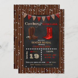 Cowboy eller Cowgirl Western Gender Reveal Red Bro Inbjudningar