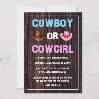 Cowboy eller Cowgirl Western Köns Avslöjande Inbjudningar