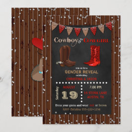 Cowboy eller Cowgirl Western Köns Avslöjande Röd B Inbjudningar