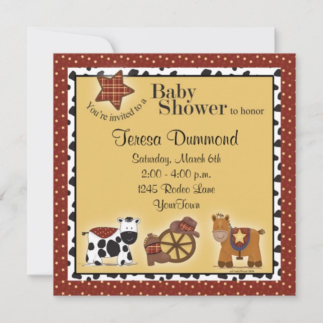 Cowboy- eller Cowgirlbaby showerinbjudan Inbjudningar (Framsida)
