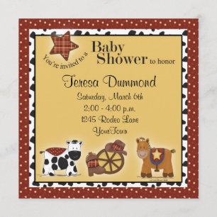 Cowboy- eller Cowgirlbaby showerinbjudan Inbjudningar