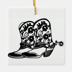 **COWBOY ELLER GIRL BOOTS** CHRISTMAS ORNATION JULGRANSPRYDNAD KERAMIK