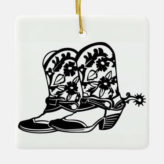 **COWBOY ELLER GIRL BOOTS** CHRISTMAS ORNATION JULGRANSPRYDNAD KERAMIK (Framsida)