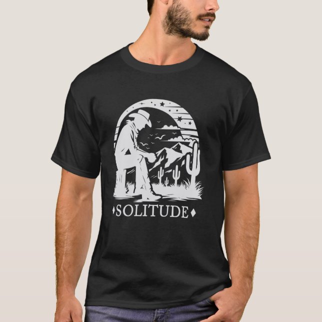 Cowboy Ensamhet, Western Desert Graphic Tee, Vinta T Shirt (Framsida)