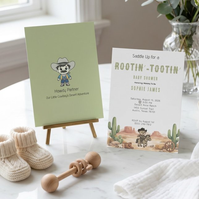 Cowboy Estetisk Klassisk Baby Shower Inbjudan (Skapare uppladdad)
