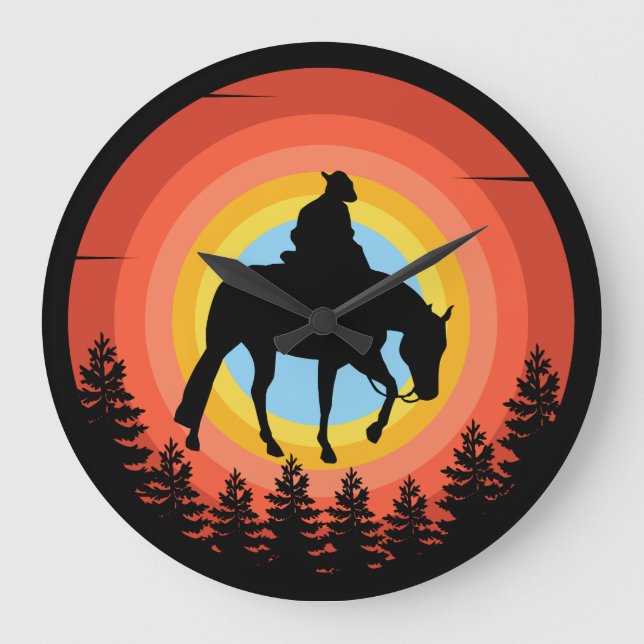 COWBOY FÄRGRIK SOLNEDGÅNG  STOR KLOCKA (Framsida)