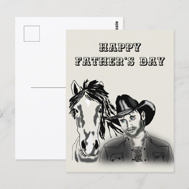Cowboy Fars dag vykort (Fram/baksida)